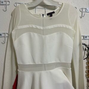 Forever 21 Cream Long Sleeve Mesh Blouse #S1000